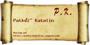 Patkó Katalin névjegykártya